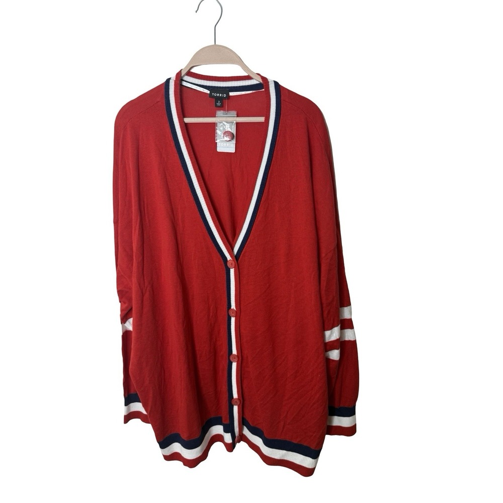 Torrid Red Adrenaline Rush Longline Striped Cardigan size 3 3x new